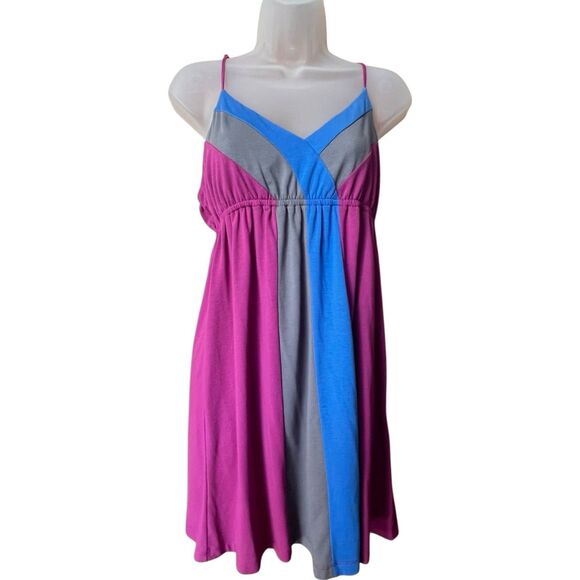 Vtg Y2K OP Ocean Pacific Purple Babydoll Dress Sz L Surf Beach Sundress - Picture 1 of 15